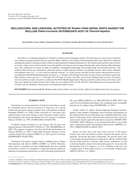 MOLLUSCICIDAL and LARVICIDAL ACTIVITIES of Atriplex Inflataaerial PARTS AGAINST the MOLLUSK Galba Truncatula, INTERMEDIATE HOST of Fasciola Hepatica