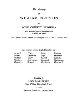 WILLIAM CLOPTON of YORK COUNTY, VIRGINIA