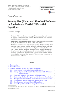 Unsolved Problems in Analysis and Partial Differential Equations