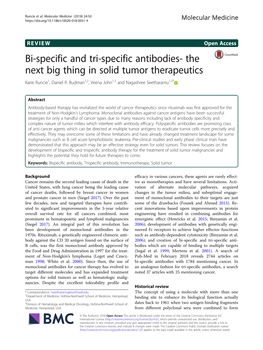 Bi-Specific and Tri-Specific Antibodies- the Next Big Thing in Solid Tumor Therapeutics Karie Runcie1, Daniel R