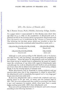 LVL-The Lactone of Triacetic Acid. by J. NORMAN CH,*CO*CH