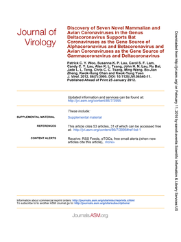 Gammacoronavirus and Deltacoronavirus of Avian