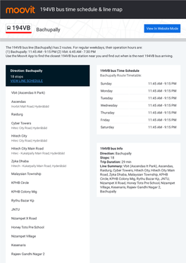 194VB Bus Time Schedule & Line Route