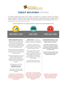 Credit Recovery Options