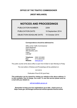 Notices and Proceedings 19 September 2014