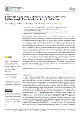 Bisphenol a and Type 2 Diabetes Mellitus: a Review of Epidemiologic, Functional, and Early Life Factors