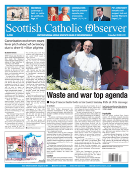 Waste and War Top Agenda of Joy for the Church