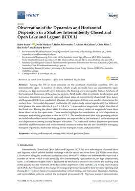 Observation of the Dynamics and Horizontal Dispersion in a Shallow Intermittently Closed and Open Lake and Lagoon (ICOLL)