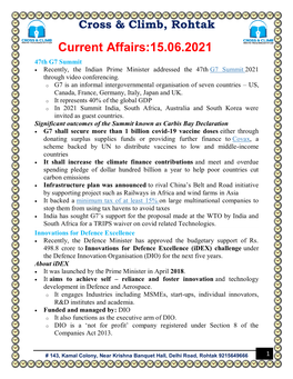 Current Affairs:15.06.2021