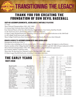 Thank You for Creating the Foundation of Sun Devil Baseball