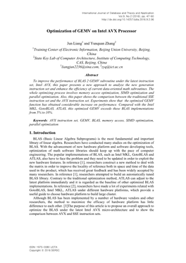 Optimization of GEMV on Intel AVX Processor