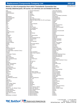 Replacement Components Company List (950.451)