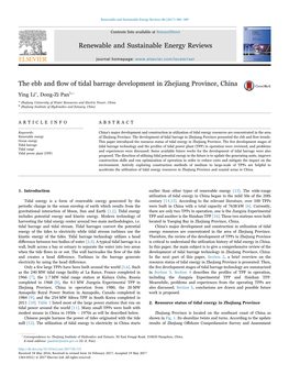 The Ebb and Flow of Tidal Barrage Development in Zhejiang Province