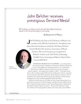 "2016 Oersted Medal Winner John Belcher" By