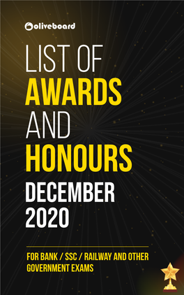 Awards and Honours December 2020