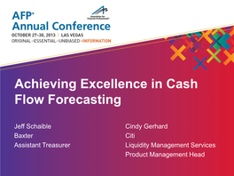 Achieving Excellence in Cash Flow Forecasting