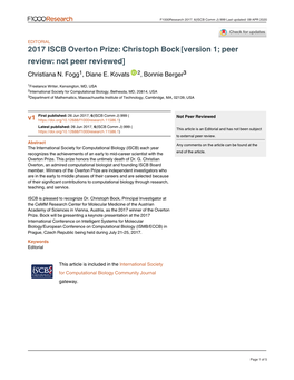 2017 ISCB Overton Prize: Christoph Bock[Version 1; Peer Review: Not