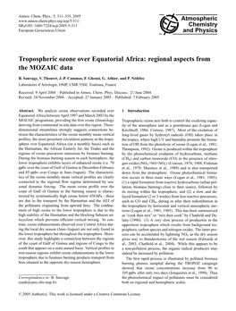 Tropospheric Ozone Over Equatorial Africa: Regional Aspects from the MOZAIC Data