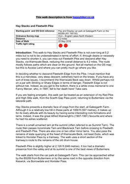 This Walk to Hay Stacks and Fleetwith Pike Is Not Over-Long at 5.2 Miles but Is Not to Be Underestimated in Terms of Effort