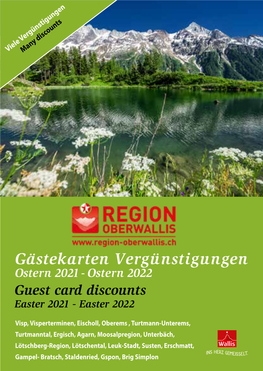 Gästekarten Vergünstigungen Ostern 2021 - Ostern 2022 Guest Card Discounts Easter 2021 - Easter 2022