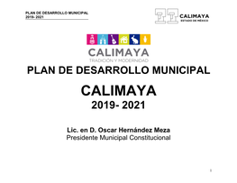 Plan De Desarrollo Municipal 2019- 2021