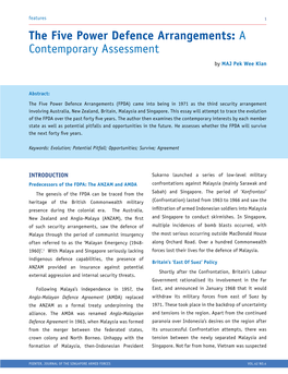 The Five Power Defence Arrangements: a Contemporary Assessment