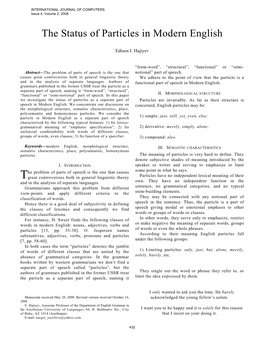 The Status of Particles in Modern English