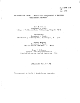 Carl E. Carlson Department of Physics College of William and Mary, Williamsburg, Virginia 23185