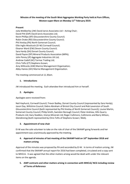 South West Aggregates Working Party Minutes