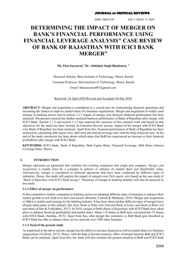 Determining the Impact of Merger on Bank's Financial