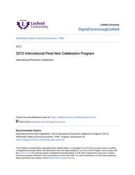 2012 International Pinot Noir Celebration Program