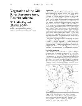 Vegetation of the Gila River Resource Area, Eastern Arizona