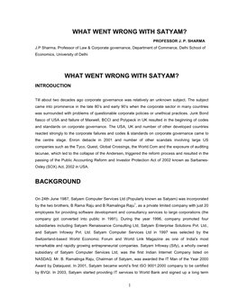 What Went Wrong with Satyam?