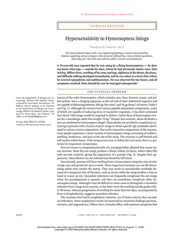 Hypersensitivity to Hymenoptera Stings