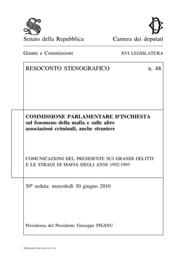 Senato Della Repubblica Camera Dei Deputati RESOCONTO