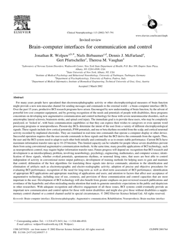 Brain–Computer Interfaces for Communication and Control