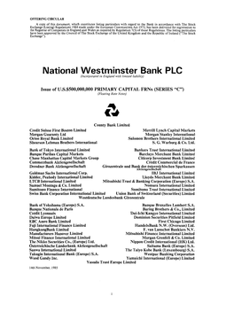 National Westminster Bank PLC (Incorporated in England with Limited Liability)