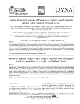 Spatial-Temporal Dynamics of Caatinga Vegetation Cover by Remote • Sensing in the Brazilian Semiarid Region