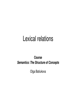 Lexical Relations