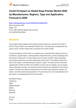 Covid-19 Impact on Global Soap Powder Market