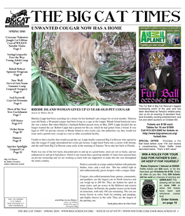 THE BIG CAT TIMES UNWANTED COUGAR NOW HAS a HOME Spring 2010