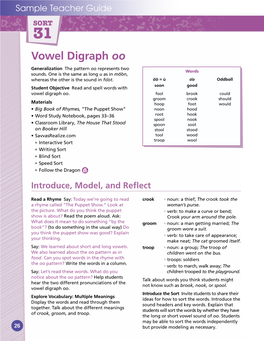 Sort 31, Vowel Digraphs Oo