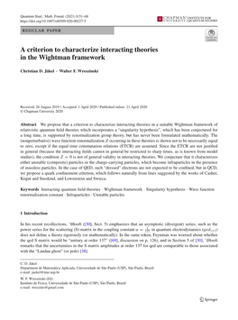 A Criterion to Characterize Interacting Theories in the Wightman Framework