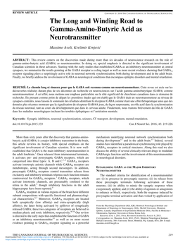 The Long and Winding Road to Gamma-Amino-Butyric Acid As Neurotransmitter