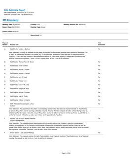 Vote Summary Report Date Range Covered: 01/01/2018 to 12/31/2018 Institution Account(S): AFL-CIO Reserve Fund