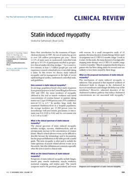 CLINICAL REVIEW Statin Induced Myopathy