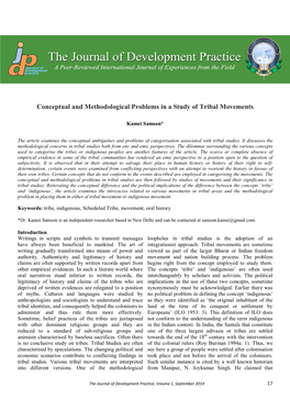 Conceptual and Methodological Problems in a Study of Tribal Movements