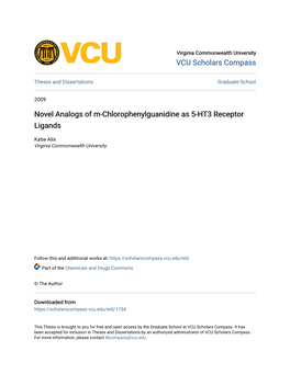 Novel Analogs of M-Chlorophenylguanidine As 5-HT3 Receptor Ligands
