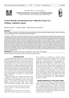 Carbon Dioxide Concentration in Air Within the Nerja Cave (Malaga, Andalusia, Spain)