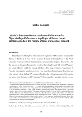 Leibniz's Specimen Demonstrationum Politicarum Pro Eligendo Rege